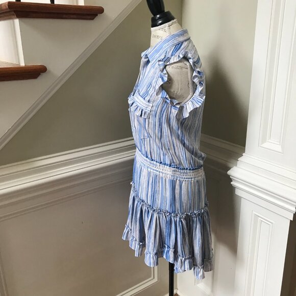 Misa Los Angeles Carlota Mini Dress Womens XS Blue White Stripe Ruffle Tiered - Picture 9 of 12